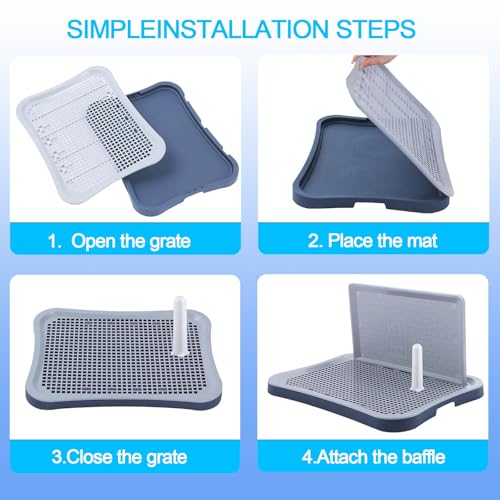 Pee Pad Holder,Indoor Dog Potty Pad,Puppy Potty Training Tray,for Small and Medium-Sized Dogs,20"*15", with Pee Wall, Non-Skid Feet(Navy Blue) - Image 6