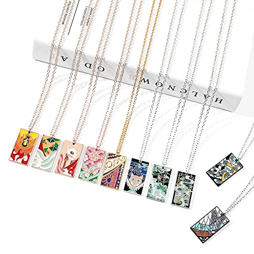 FunBoat 10Pcs Kimetsu No Yaiba Rengoku Mitsuri Necklace Set - Anime Tanjiro Hanafuda Dangle Earrings - Halloween Costume Cosplay Gifts for Men Women3