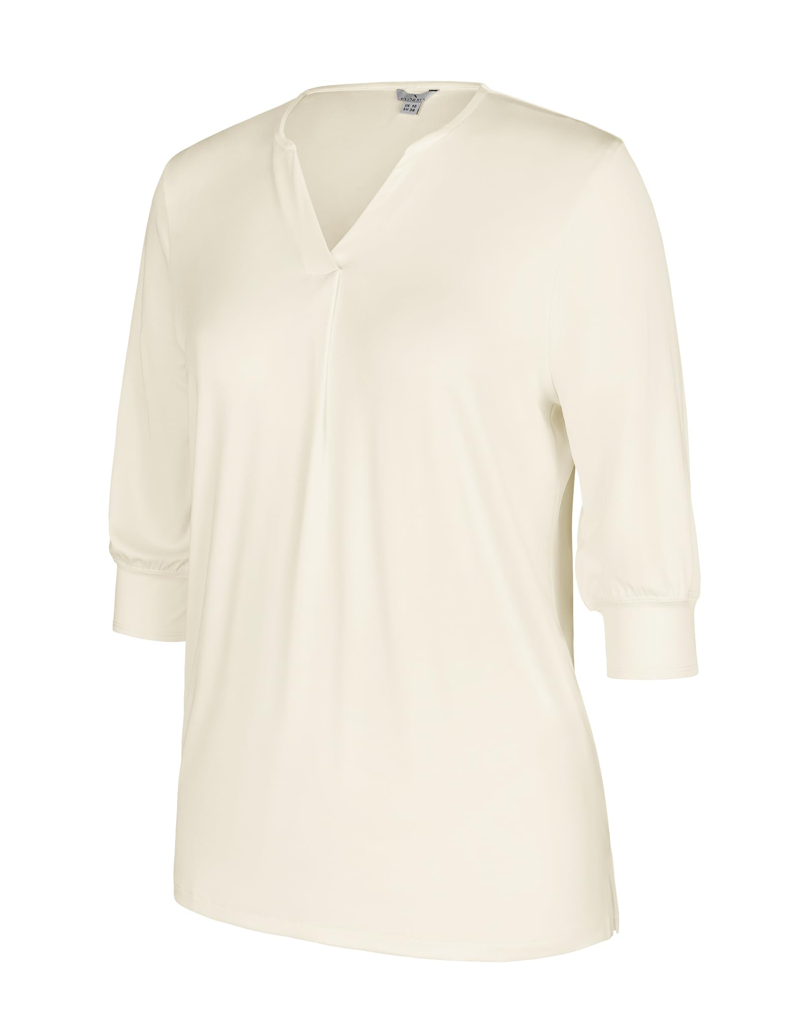Top da donna in jersey plissettato con scollo a V sul davanti, morbido tessuto liscio, elegante, casual e da indossare tutti i giorni, top da donna comodo e versatile, perfetto per jeans e
