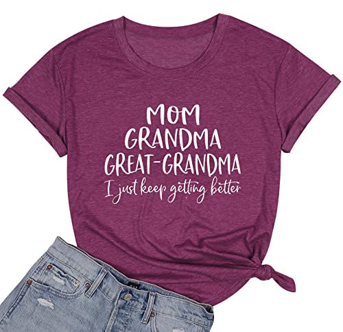 Grandma Shirts for Women Mom Grandma Great Grandma Graphic Tshirts Grandmom Gifts Tops Casual Gigi Tees Shirt
