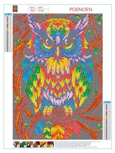 zalati 5D Diamond Painting Kit Full Drill Embroidery Rhinestone Painting Set for DIY Crafts Gifts Decoration - 30 * 40cm, Owl - Image 2