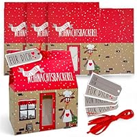 MIJOMA 12-teiliges Weihnachtsgebäck-Verpackungsset – Häuserförmige Schachteln für Kekse, Plätzchen & Gebäck mit Schleifenband & Anhängern, Ideal zum Verschenken von Selbstgemachten Köstlichkeiten