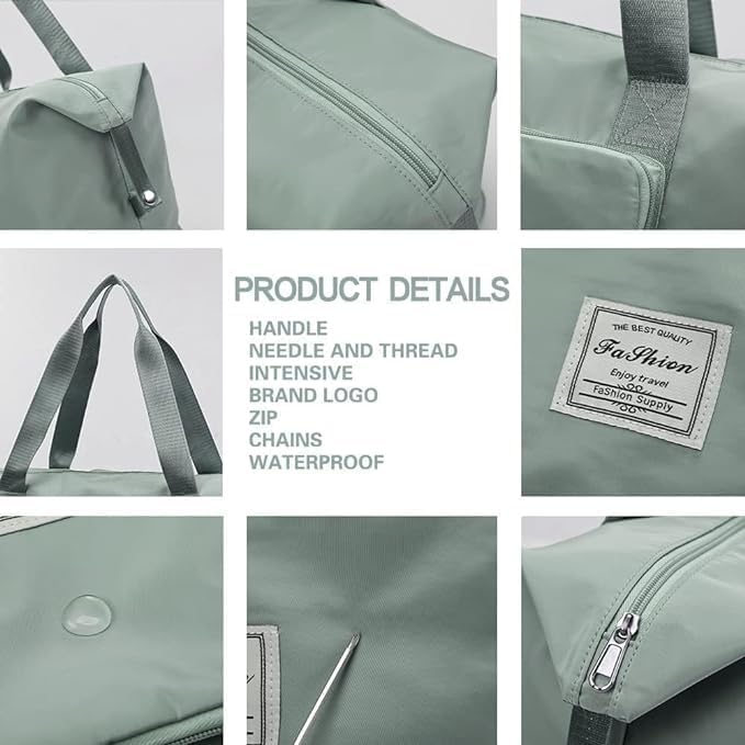 Image of TEKCOOL Nylon 41 Liter Expandable Travel Bags for Women, Duffle Bags for Women Luggage, Foldable Vanity Traveling Bag, Waterproof Hand Bag for Ladies Personal Items(Green)'