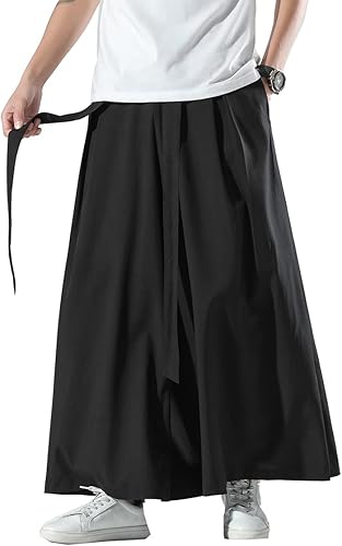 Seidarise Pantalones de yoga japoneses de lino estilo harén de pierna ancha para hombre, estilo harén, estilo hip hop, holgados