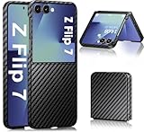 Carbon Fiber Case for Samsung Galaxy Z Flip 7 Slim Fit for Samsung Z Flip 7 Phone Case Sturdy Durable Drop Hybrid PC Hardshell Galaxy Z Flip 7 Protection Cover 5G/6.82' (Black)