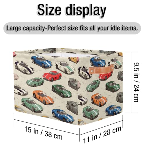 Image of Race Cars Storage Baskets for Organizing, Fabric Collapsible Storage Bins Box Cool Decorative Toy Organizer Baskets for Closet Shelves Gift Basket 1 Pc