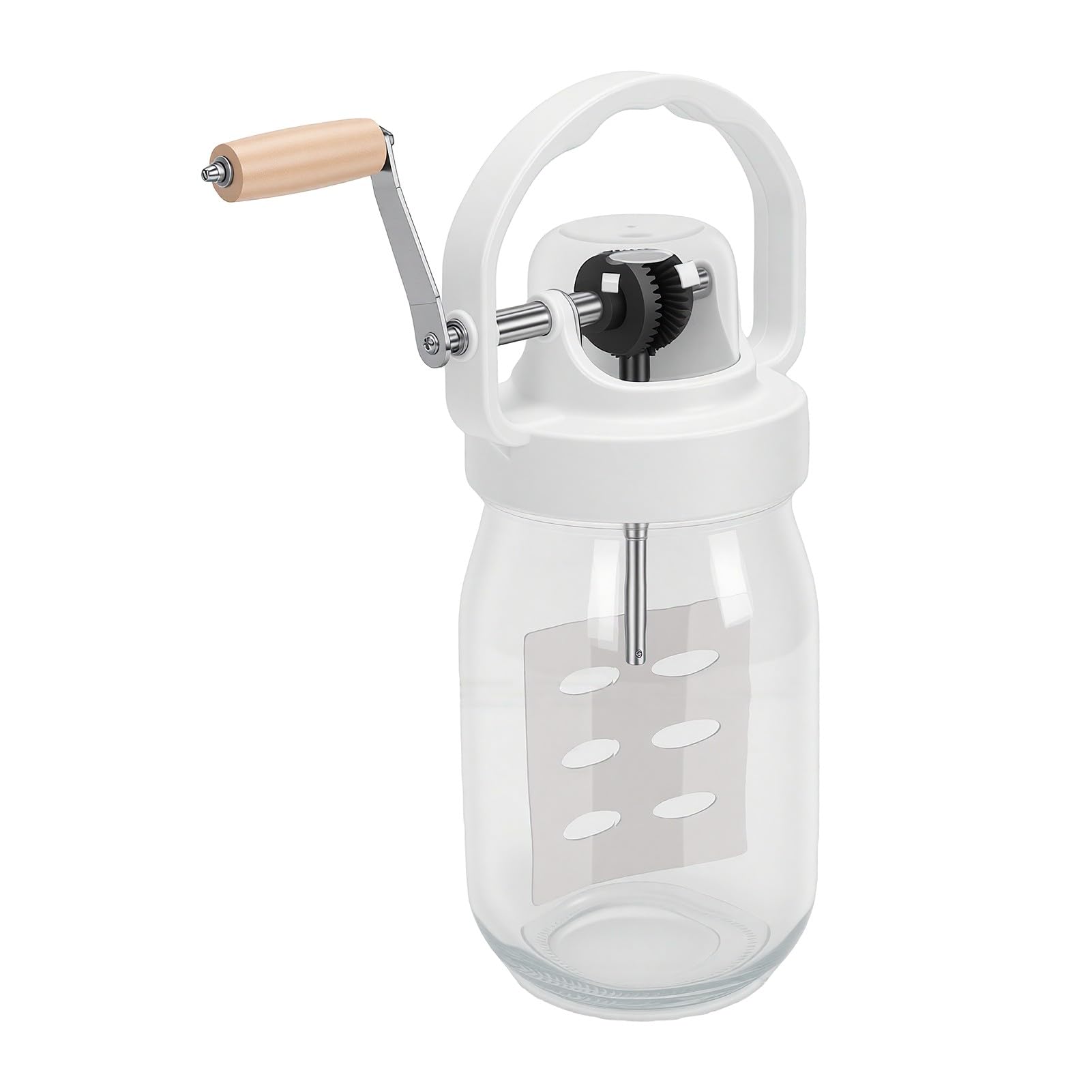 ASHATA Mantequilla Manual de 1500 Ml con Tarro de Cristal para Mantequilla Casera y Herramienta de Cocina Más Segura