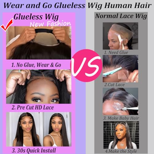 Wear and Go Glueless Wigs Human Hair Pre Plucked Pre Cut 13x4 HD Lace front Wigs Human Hair for Women180% Density Straight Glueless Wigs Human Hair Lace Front Wig Ready to Wear Wigs 26 Inch - Image 6