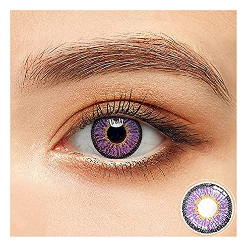 Lentes de contacto de ojos de colores, lentes de contacto, 2 lentes de ojos coloridos para niña, hermoso, Halloween, cosplay anime (morado)