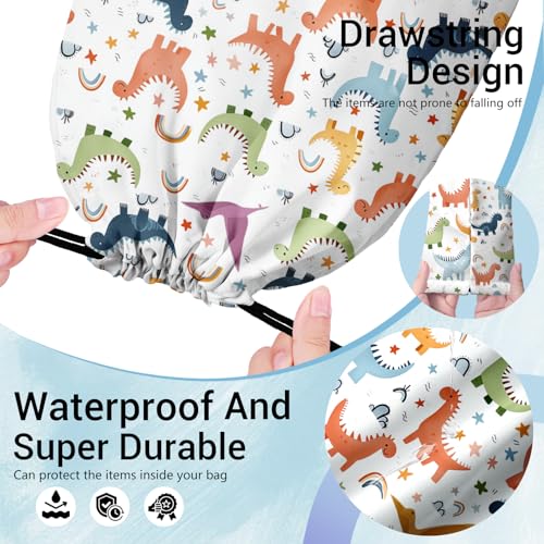 Image of Cartoon Dinosaur Gymnastics Drawstring Bags Lightweight Gymnasts Grip Bag Storage Pouch