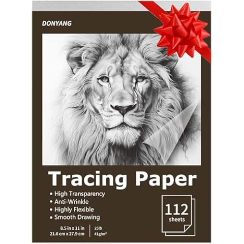 Tracing Paper for Drawing 8.5" x 11", 112 Sheets Transparent Vellum Paper for Adults Kids, 25lb/41gsm Translucent Tracing Paper for Teachers Students, Christmas Easter Gifts for Teens, Chocolate Brown Cover