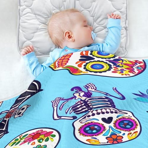 Burbuja Cute Skull Skeletons Baby Blanket for Boys Girls, Nursery Soft Warm Swaddling Receiving Baby Blankets, 30x40 in Toddler Blanket4