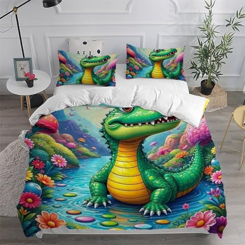 Housse de couette 200x200 crocodile avec fermeture éclair pour lit garçon - 6