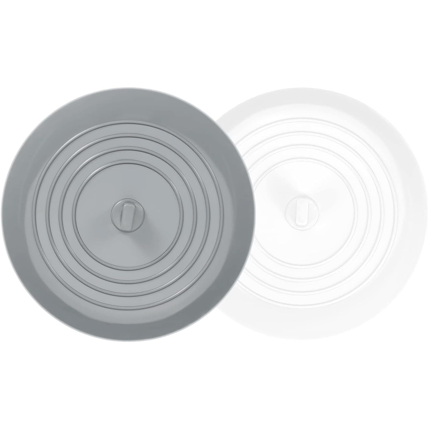 Paicreate Grey+White 2 Pcs Silicone Tub Stopper, Drain Stopper Universal Sink Plug, Drain Plug For Kitchens, Bathrooms And Laundries, Sink Bathtub Drain Cover(15.3Cm/6Inch) (Grey+White)