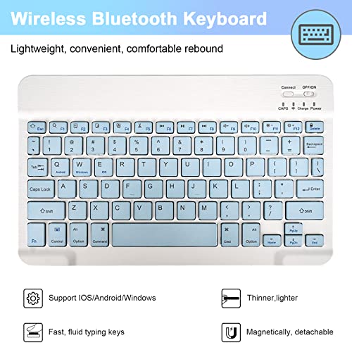 Image of SOPPY Bluetooth Keyboard Case with Mouse for iPad 9th Gen 2021, 8th Gen 2020, 7th Gen 2019 10.2 inch, Air 3 & Pro 10.5 inch, Detachable Wireless Keyboard, Slim Protective Cover, Rechargeable, Blue