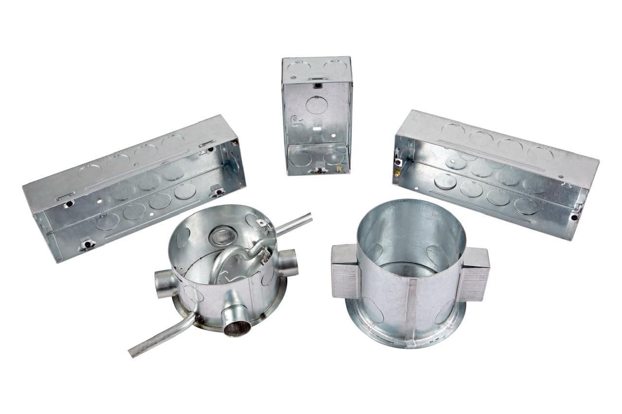 1.2 mm modular concealed metal switch box, galvanized iron, premium electrical housing made with jsw metal, new tech earthing point, rubber bushes. (4 module)