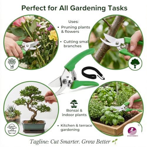 Image of Divayanshi Garden Cutter | Sharp Steel Blade Plant Cutter | Easy Grip Hand Tool | Perfect for Cutting Plants, Flowers & Small Branches