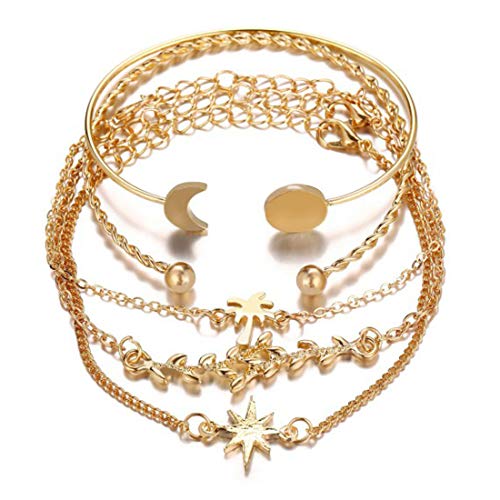 5 Plated Boho Bracelets Set