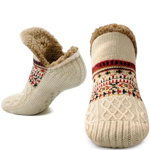 Fuzzy Slipper Socks with Grippers: Cozy Gift for Men & Boys, Soft Thermal Fireside Slippers, Stocking Stuffers
