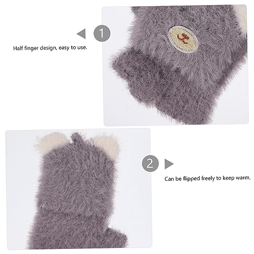Gatuida 1 Pair Cartoon Fingerless Gloves with Flap Cover Warm Winter Handwear for Outdoor Activities for Running Playing and Camping Soft Material Light3