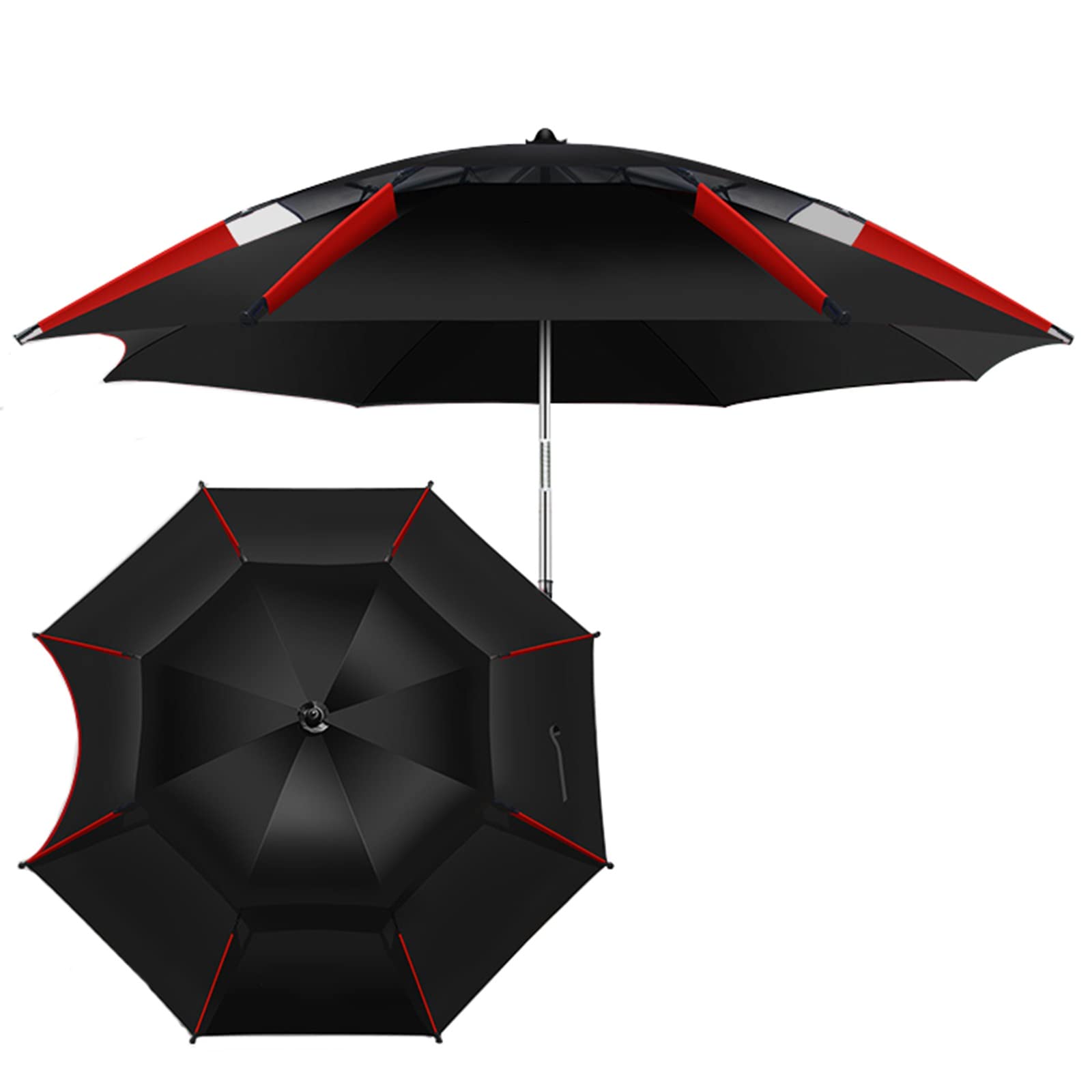 Parasol ogrodowy,Przenośny parasol plażowy Zewnętrzna osłona przeciwsłoneczna - dwuwarstwowe parasole wędkarskie z torbą do przenoszenia, wiatroszczelna wtyczka/wtyczka podłogowa, teleskop