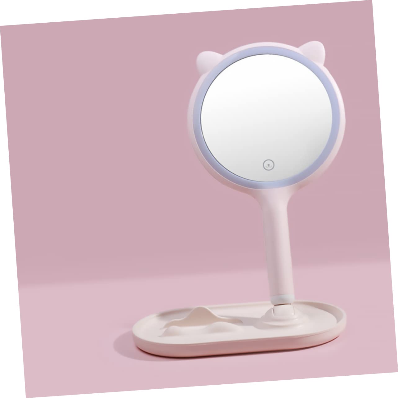 SOIMISS Touchscreen LED Kosmetikspiegel mit USB Ladefunktion Tragbar und Hochauflösend 1200mah Akku Elegantes Rosa Abs Material für Reisen und Make Up Anwendung
