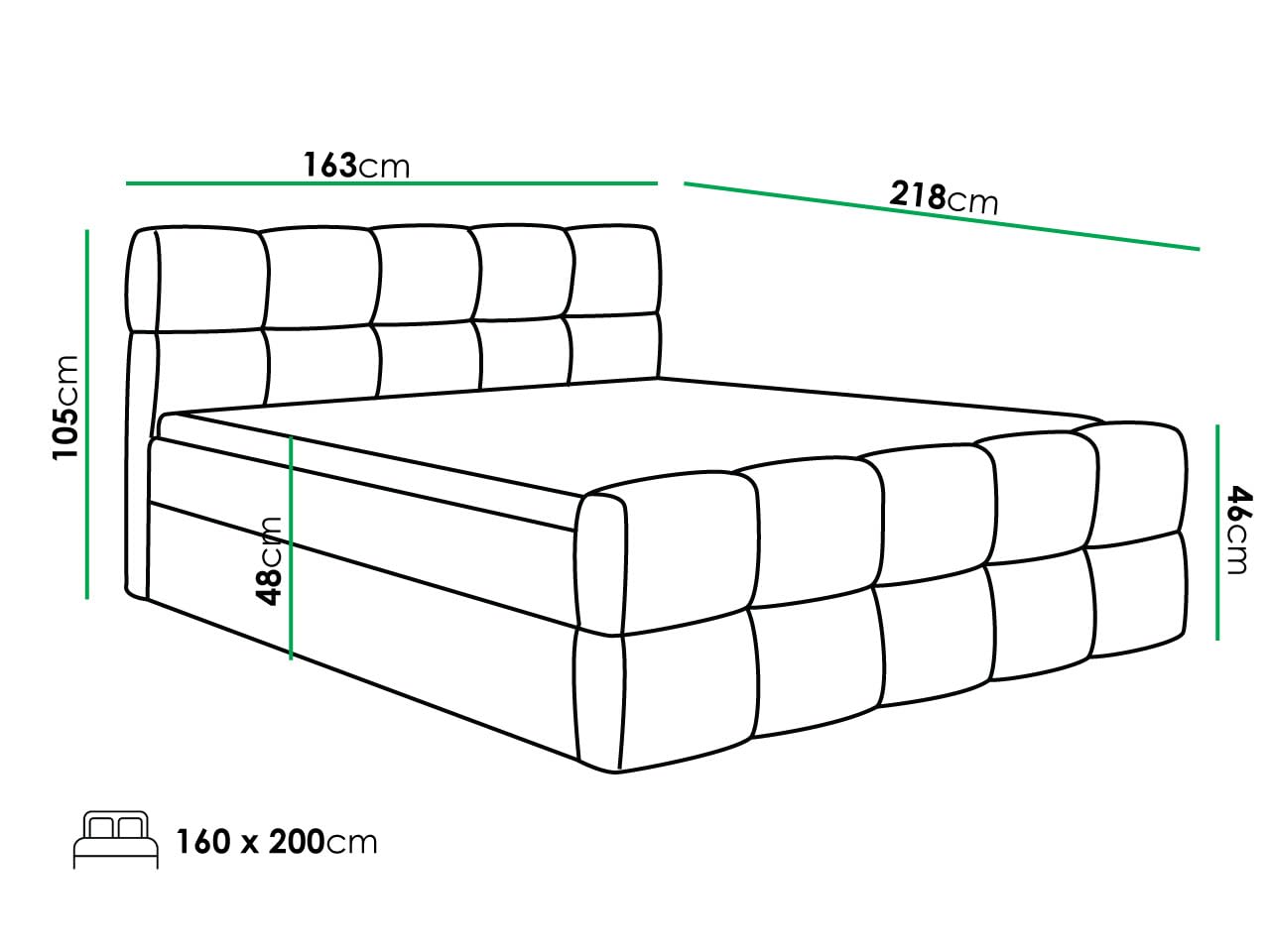 Boxspringbett mit 2 Bettkästen, Taschenfederkernmatratze und Topper, Gepolstertes Doppelbett mit Kopfteil und Fußteil, Bouclé-Stoff, Polsterbett Leo (Anthology 03, 160 x 200 cm)