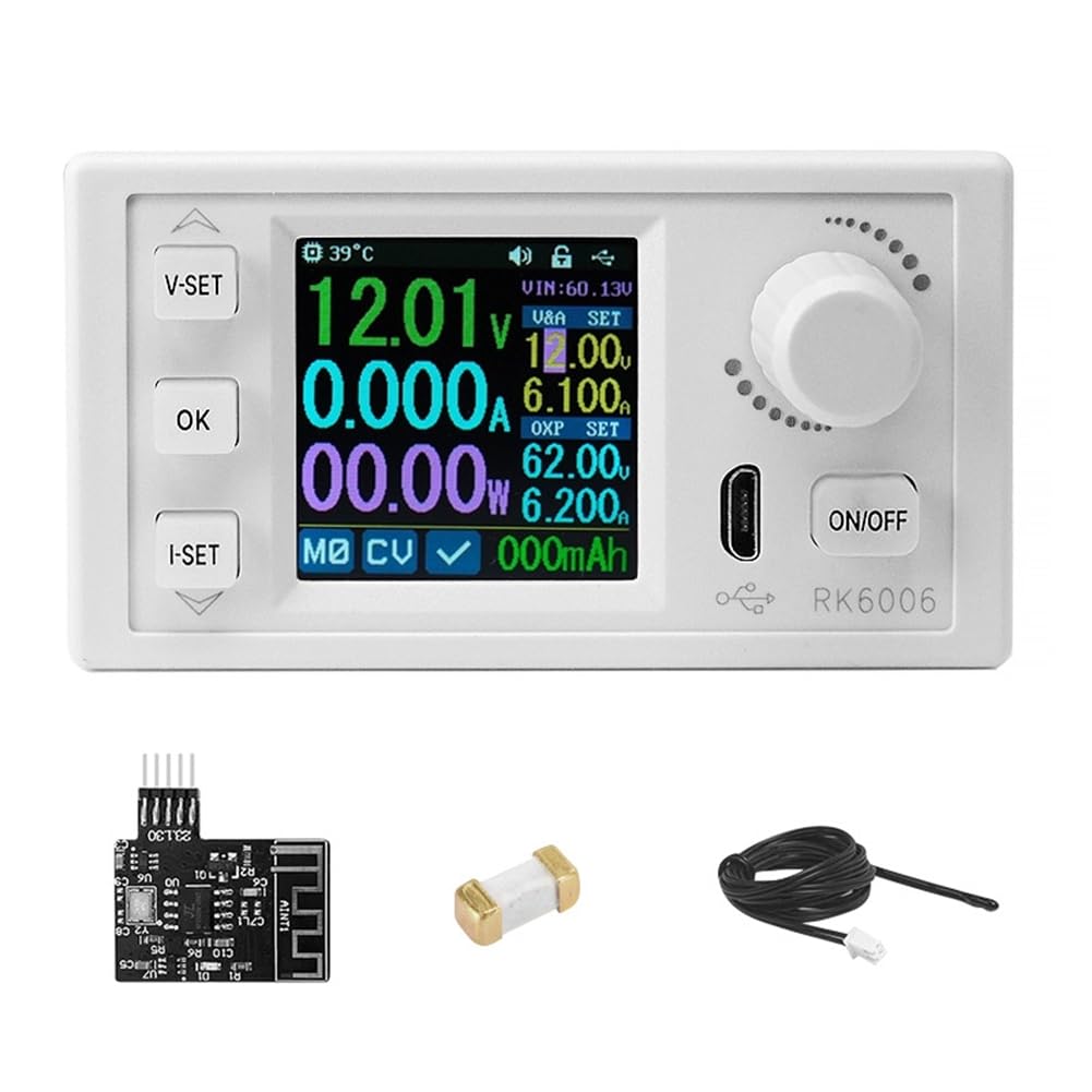Breeshy RK6006-BT Régulateur de Tension CC Réglable à Affichage Numérique 60 V Interface Micro-USB 6 A Écran LCD 1,54 Pouces
