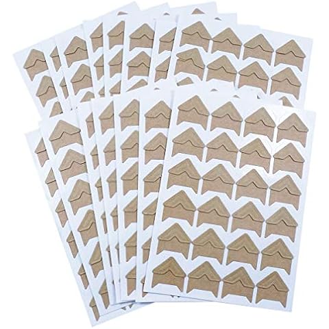 YXJD 15 Blatt Fotoecken Selbstklebende Etiketten Retro Packpapier Album 360pcs Aufkleber für Foto Schutz DIY Fotoalbum Scrapbook Braun Cover