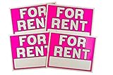 For Rent Signs, 11 x 14 Inch, Neon Fluorescent Pink, Pack of 4