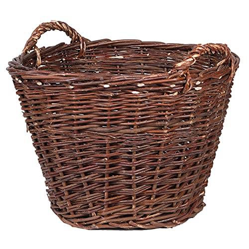 H4L Weidenkorb mit Griffen Ø 50cm Bernnholzkorb Kartoffelkorb Weide Deko...