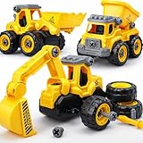 TOY Life Constructions Toys Vehicles Trucks Take Apart Toys Sandbox Toys Trucks Set Excavators Building Car Toys with Drills - Best Gifts Truck Toys for Boys Kids Toddlers 3 4 5 6 7 8 Years Old