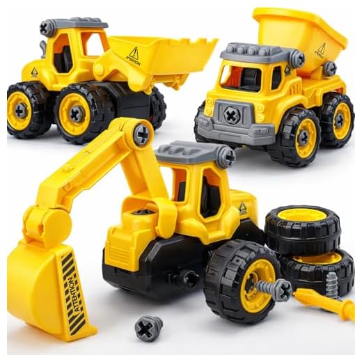 TOY Life Constructions Toys Vehicles Trucks Take Apart Toys Sandbox Toys Trucks Set Excavators Building Car Toys with Drills - Best Gifts Truck Toys for Boys Kids Toddlers 3 4 5 6 7 8 Years Old