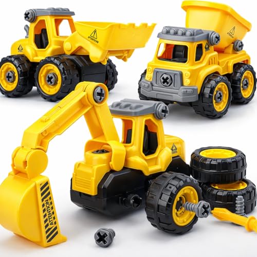 Image of TOY Life Constructions Toys Vehicles Trucks Take Apart Toys Sandbox Toys Trucks Set Excavators Building Car Toys with Drills - Best Gifts Truck Toys for Boys Kids Toddlers 3 4 5 6 7 8 Years Old