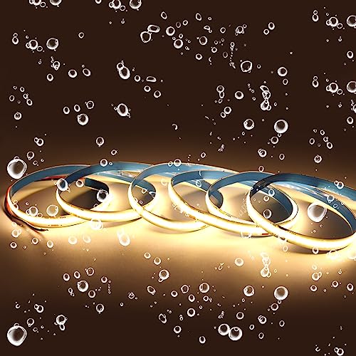 Arote COB LED Strip 24V IP65 Warm Wit 3000K 2m, COB led-strip Waterdicht Dimbaar Hoge Helderheid 320LEDs/m voor Slaapkamer Keuken Huis Interieur Decoratie, Voeding Niet Inbegrepen