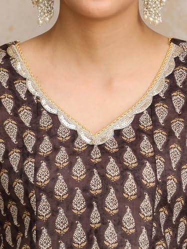 Anarkali Varanga ensemble imprimé ethno haut de gamme avec détails brodés - 5