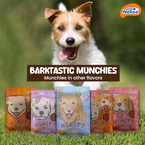 Image of Novee Hearty Jerky Milk Flavour Dog Treats, Calcium-Rich Soft Snacks, Supports Strong Bones & Teeth, Gentle on Stomach, Ideal for All Dog Breeds & Ages,100g x 3
