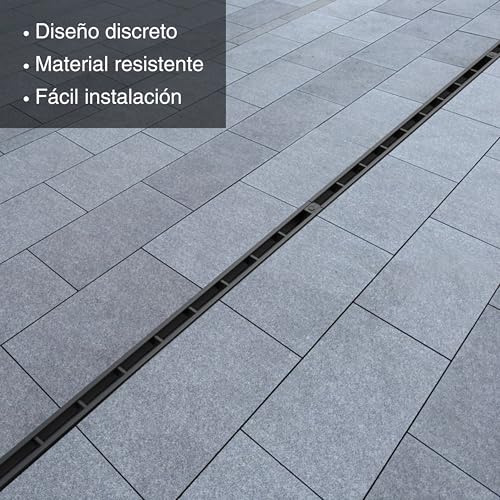 Miniatura 3 de Vodaland - Canal De Drenaje Con Rejilla Oculta Ranurada De Plastico Color Negro - Pack De 5 Metros Para Terraza Y Piscina, Aguas Pluviales Y Desagüe Solución Elegante Y Funcional Para Exteriores
