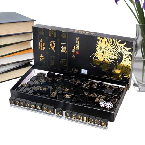Set de Mahjong complet de 144 tuiles durables avec 4 supports intégrés