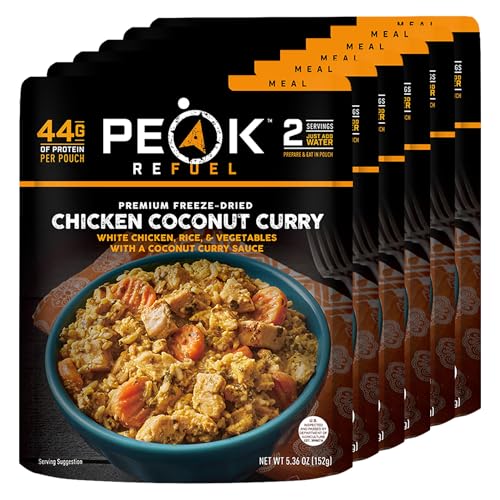 Peak Refuel Chicken Coconut Curry – Freeze-Dried Backpacking & Camping Meal, 6-Pack