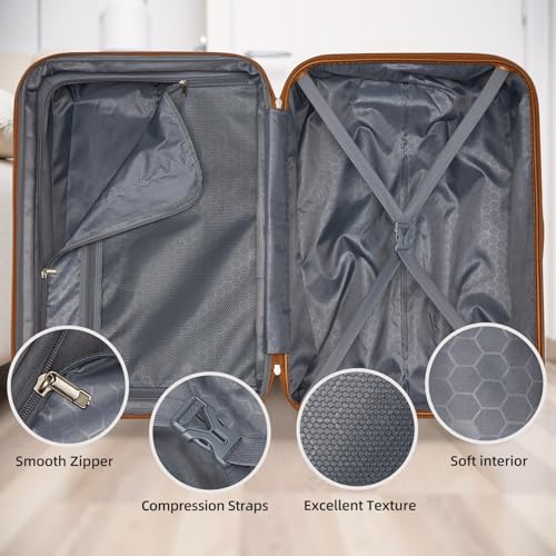 Image of LARVENDER Luggage Sets 6 Piece, Expandable Suitcases with Wheels | Suitcase Set for Women and Men|Checked Luggage|Carry On Luggage|Hardside Lightweight|Black