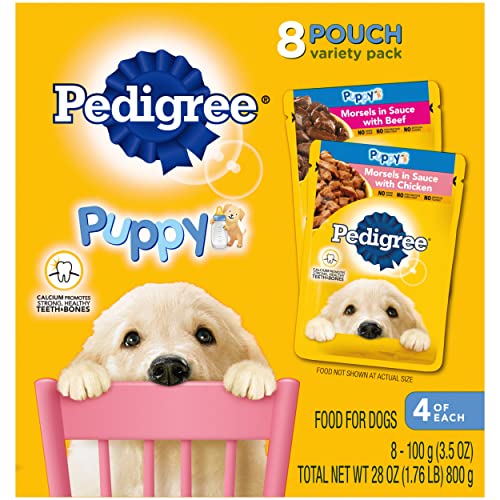 PEDIGREE PUPPY Soft Wet Dog Food 16-Count Variety Pack, 3.5 Oz Pouches