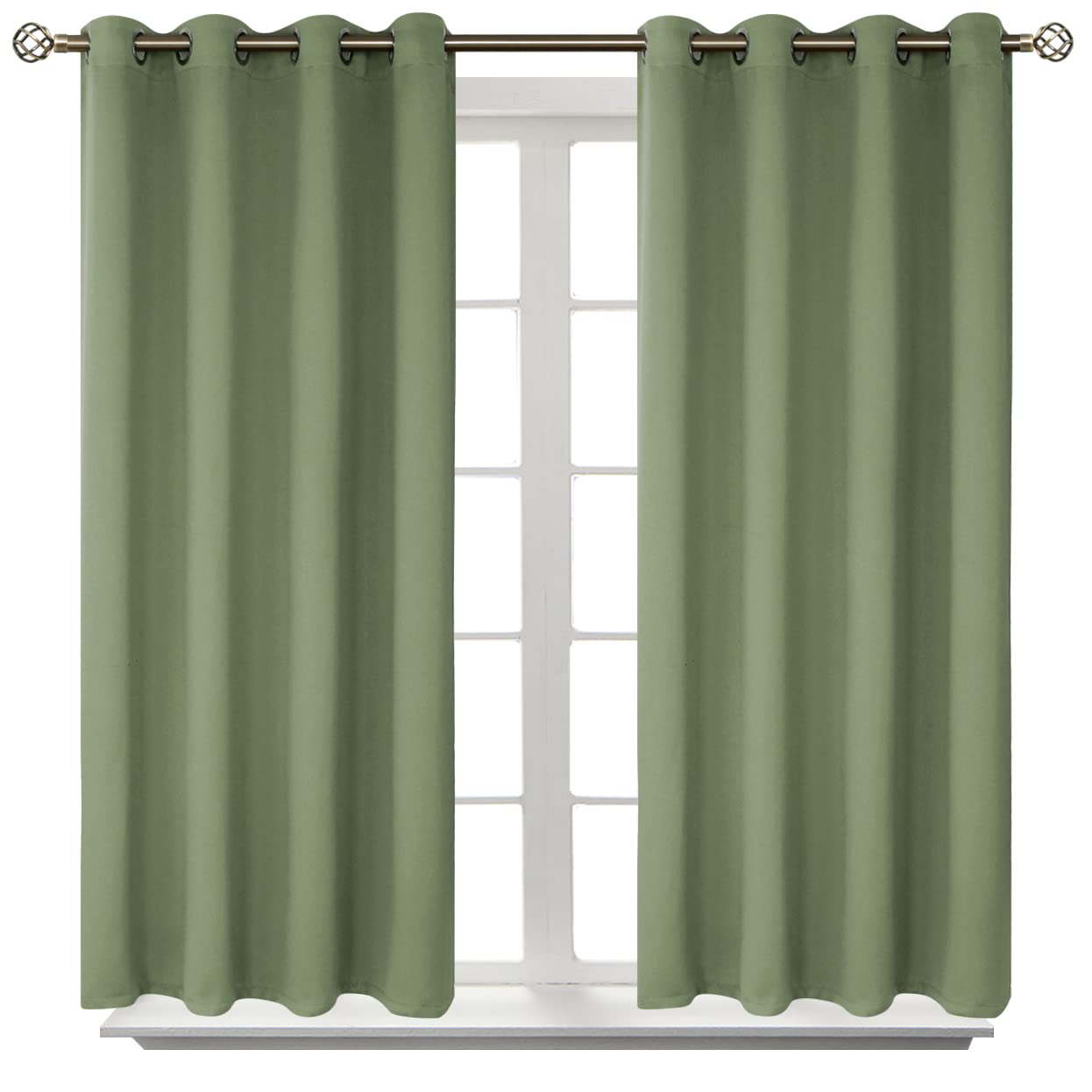BGment Grass Green Blackout Curtains for Bedroom 54 Inch Long - 2 Panels