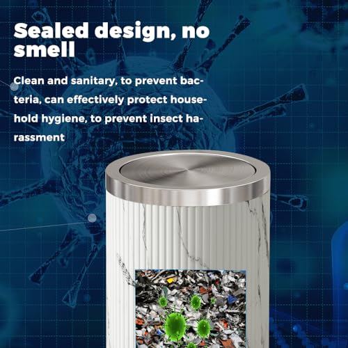 Image of 9L /2.3GAL Small Trash Can with Swing Lid,Fancy Gold Waste Paper Baskets for Bathrooms,Gold Small Trash Can for Bathroom,Bedroom, Powder Room,Office,Laundry Room (9L-Wash Painting)