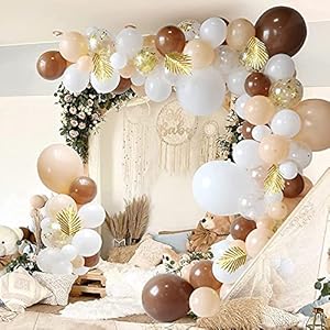 Guirnalda de globos, guirnalda de globos marrón neutro, kit de guirnalda de globos blancos y dorados, globos de látex…