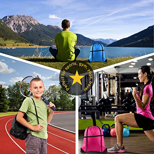 Kuuqa 16Pcs Drawstring Backpack With Zipper Pocket Cinch Sack Bulk String Bags #TOP6