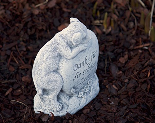 stoneandstyle Grabschmuck Grabstein Hund Danke für die schöne Zeit, Frost- und wetterfest, massiver Steinguss