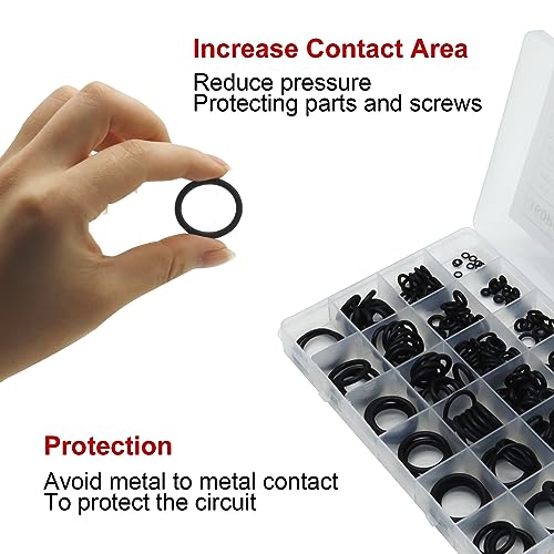 HXMJIED 360 Pcs Rubber O-Ring Washer Gaskets Set, 24 Sizes O-Ring Gasket Kit, Black Electrical Gasket Rings - Image 4