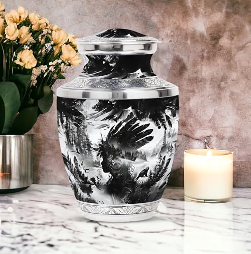Image of Native American Themed Urns - Cremation Urn - Cremation Urns for Human Ashes Adult Male - Decorative Urns - Ashes Urn Adult (10 inch Pack of 1)