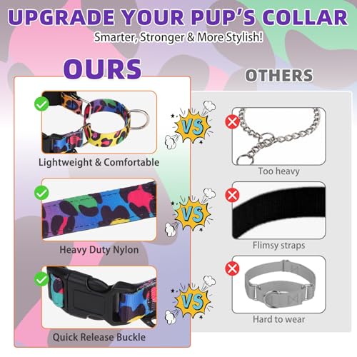 Image of Martingale Collar for Dogs for Small Medium Large Dogs, Soft Padded Nylon No Pull Dog Collar with Buckle, Adjustable No Slip Heavy Duty Durable Puppy Training Collar for Boys Girls, M